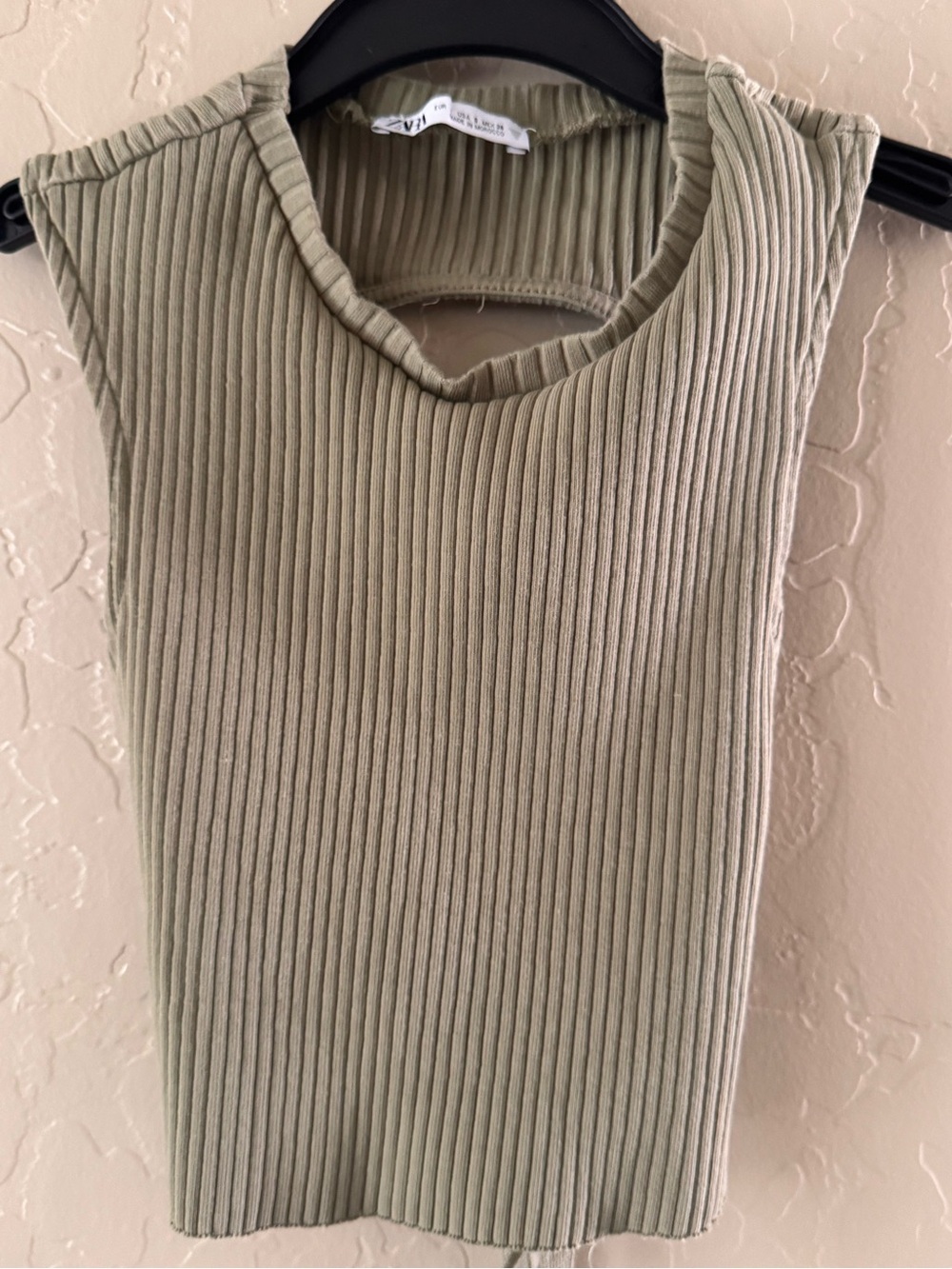 Zara Olive Ribbed Sleeveless Tank